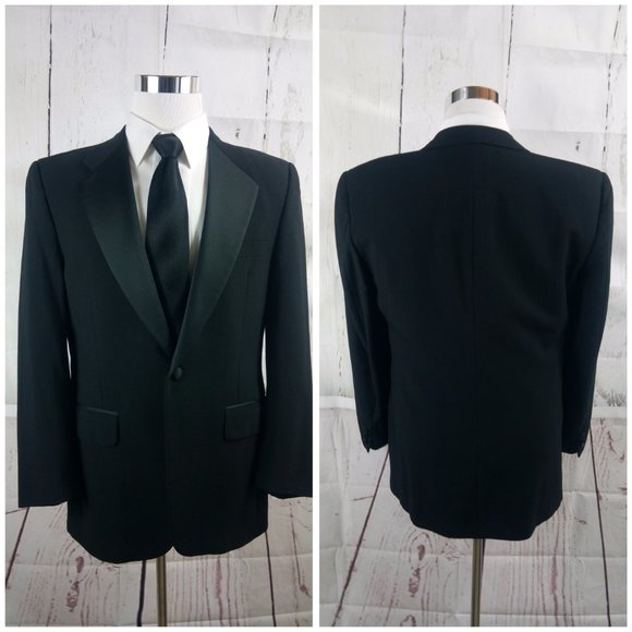 Custom Made 41R 1 Button Black Tuxedo Suit Blazer - Picture 6 of 8